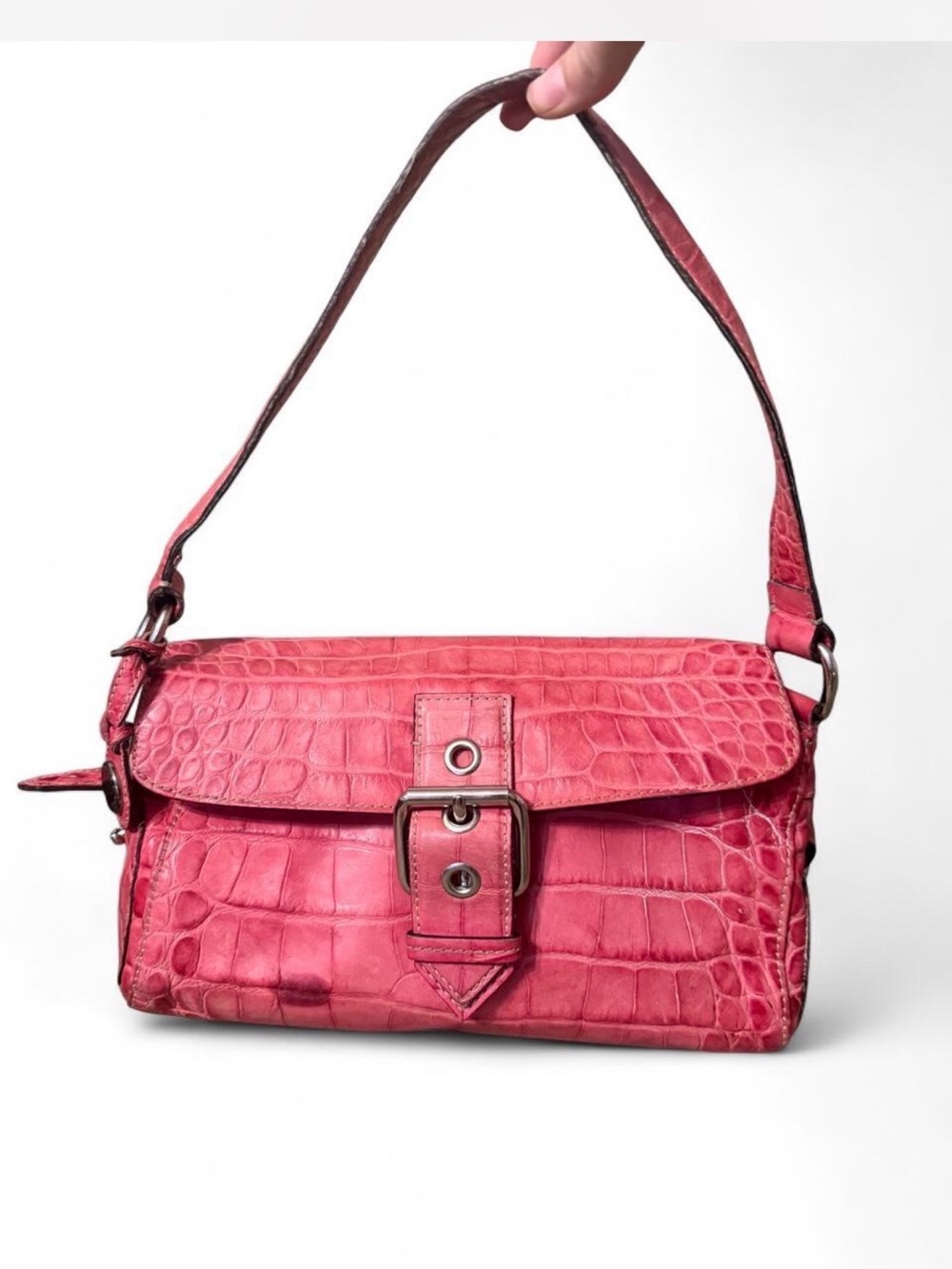Dooney & Bourke Pink Croc-Embossed Leather Shoulder Bag